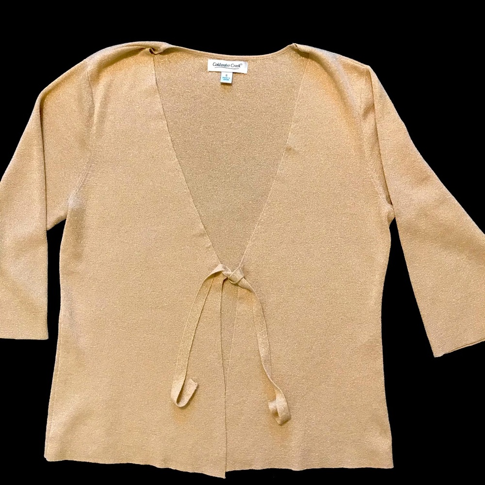 Coldwater Creek Gold Sparkle V-neck Sweater